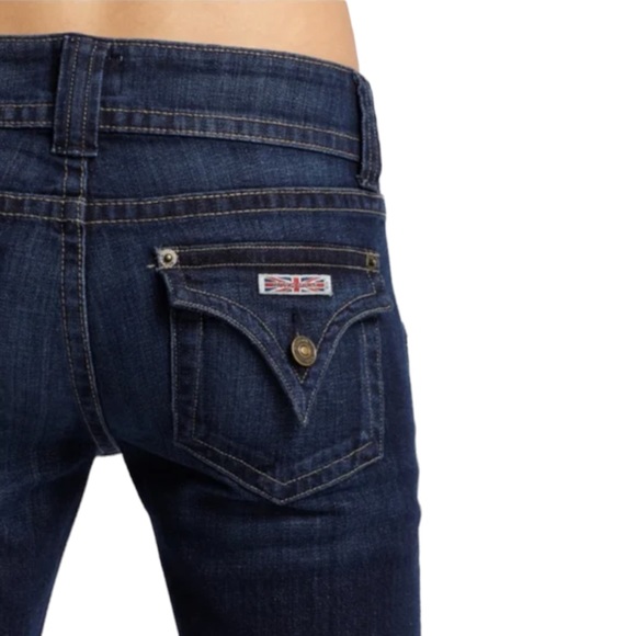 Hudson size 30 medium wash bootcut button flap back pocket distressed jeans EUC - Picture 6 of 16